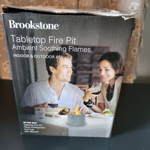 New In Box Brookstone Tabletop Fire Pit 🔥 Indoor/Outdoor Concrete Ambient Flame